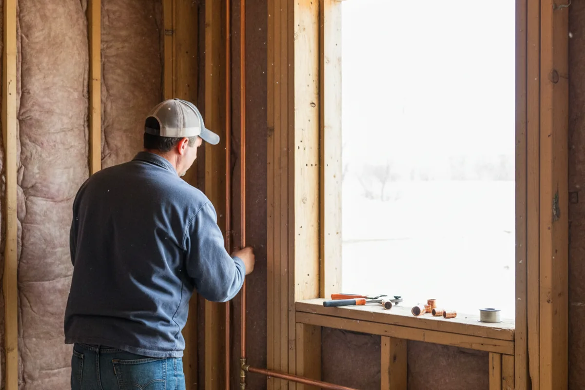 Licensed plumber running new copper supply lines in a Lynchburg home