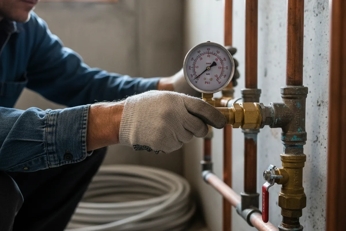 Pressure testing a repaired line during Water Line Repair in Lynchburg